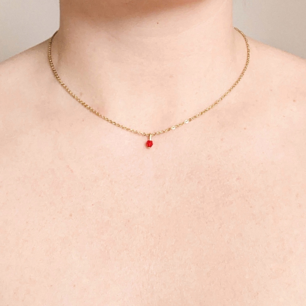 Gold-plated July Birthstone Choker Necklace